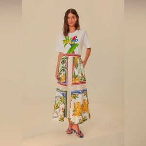 FARM Rio Multicolor Tropical Midi Skirt
